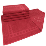 Jogo com 5 toalhas de piso com Antiderrapante cor Vermelha