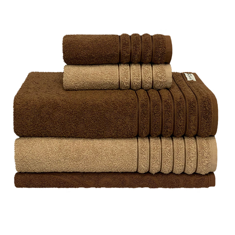 Jogo de Toalhas Essence 5 Pecas - Marrom e Fendi - 1 Jogo de Toalhas Essence 5 Pecas - Marrom e Fendi - 1