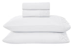 Jogo de Cama Queen 4 Peças Percal 300 Fios com Bordado Inglês cor Branco