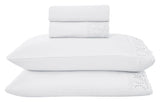 Jogo de Cama 4 Peças Percal 300 Fios com Bordado Inglês Branco