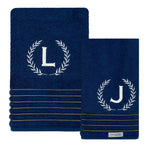 Jogo de Toalha de Banho Personalizada com a Sua Inicial – cor Azul - Coleção Essence