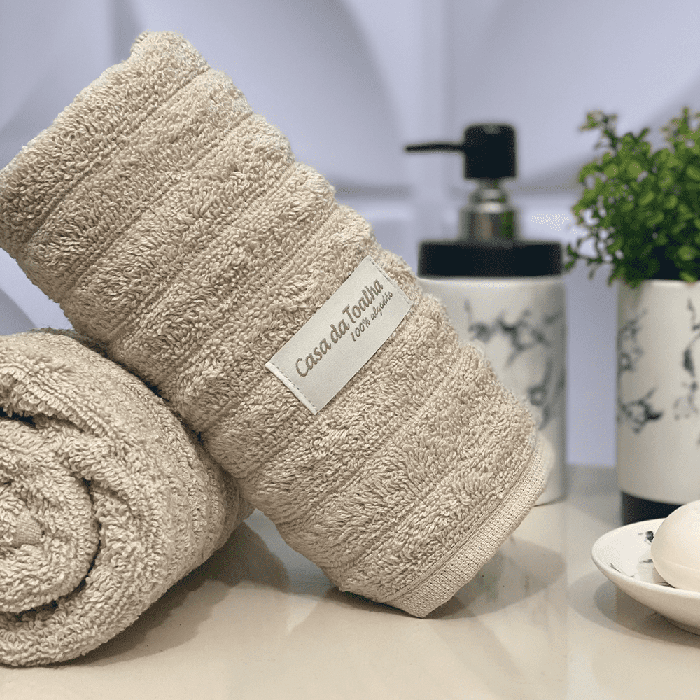 Toalha de Banho Gramatura 500g/m² kit com 3 Coleção Wave Algodão Penteado Extra Macio