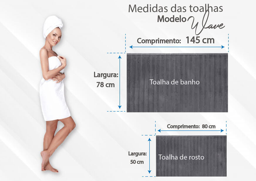 Jogo de Toalha Wave 5 Peças Gramatura 500g/m² Algodão Penteado Extra Macio