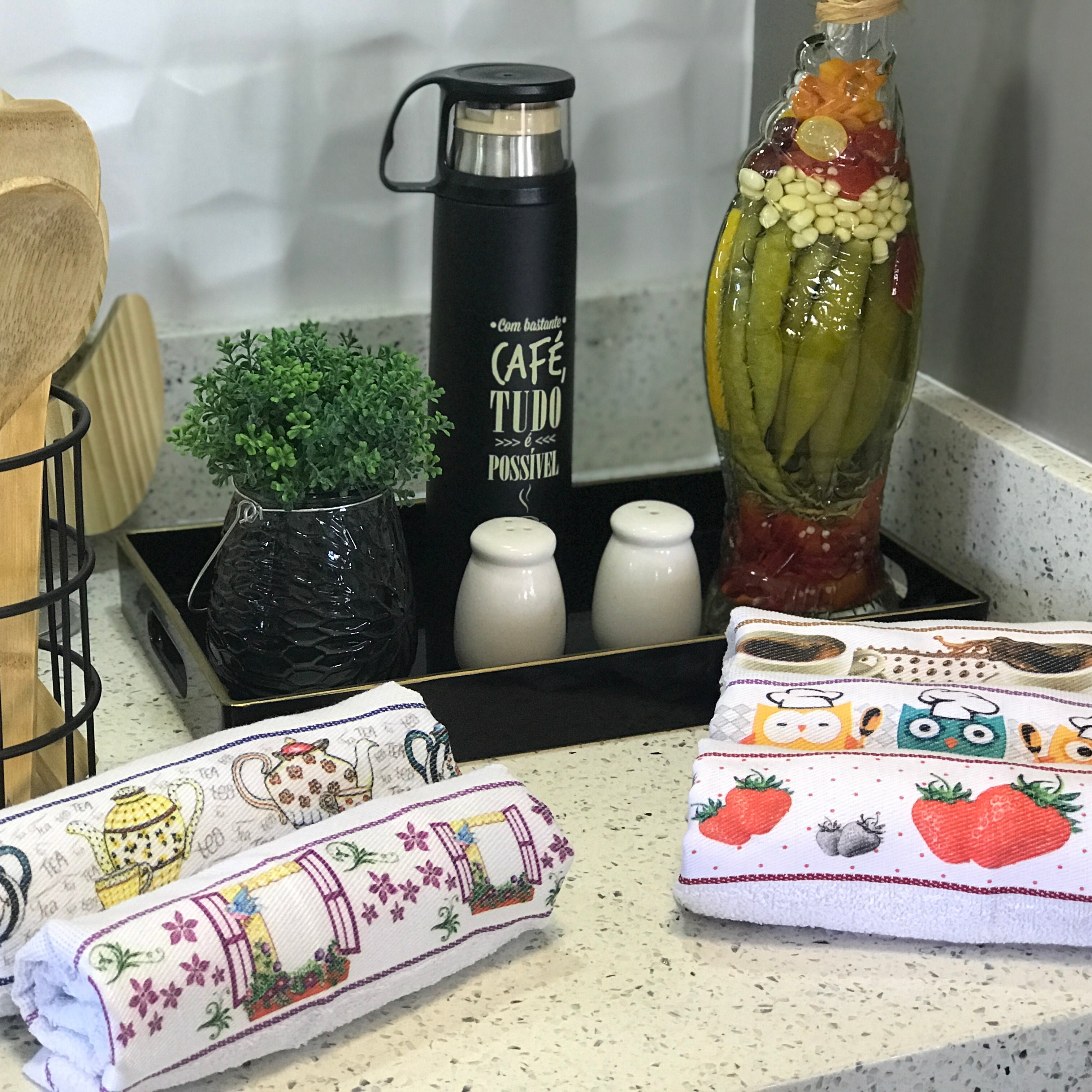 kit com 10 Panos de prato atoalhados 100% algodão - Secagem Perfeita