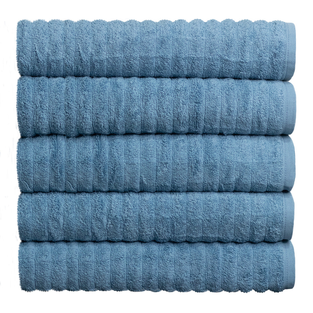 Kit com 5 toalhas de banho Azul gramatura 500 fio penteado 100% Algodão