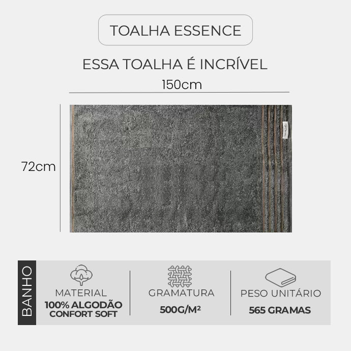 Toalha de banho Gramatura 500g/m² - 100% Algodão Confort Soft - Coleção Essence