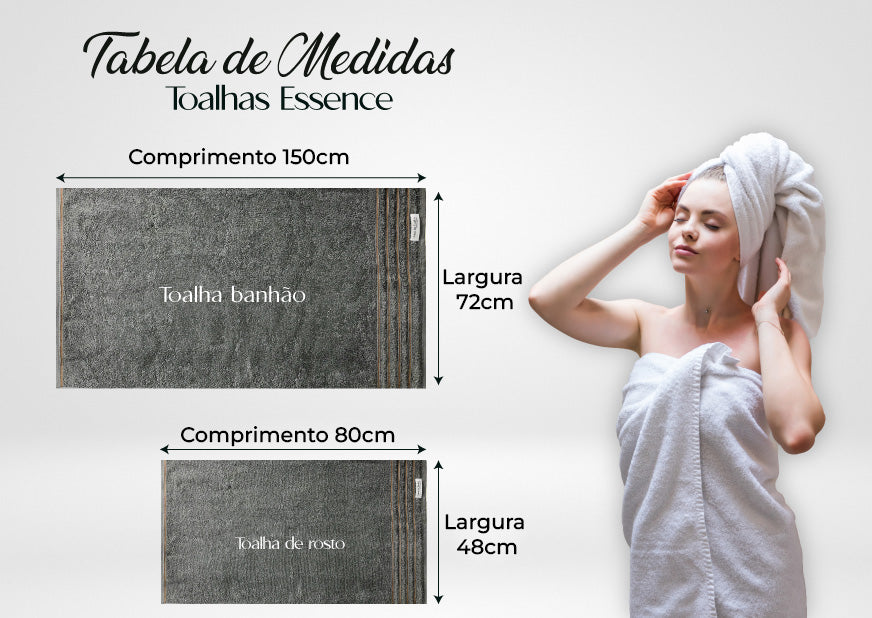 Toalha de Banho Gigante - Jogo de Toalha 2 banho 2 rosto 1 piso gramatura 500g/m² - Cor Grafite - Coleção Essence